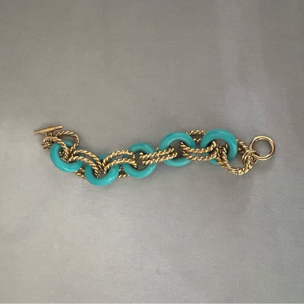 Gold & Turquoise Statement Bracelet - image 2